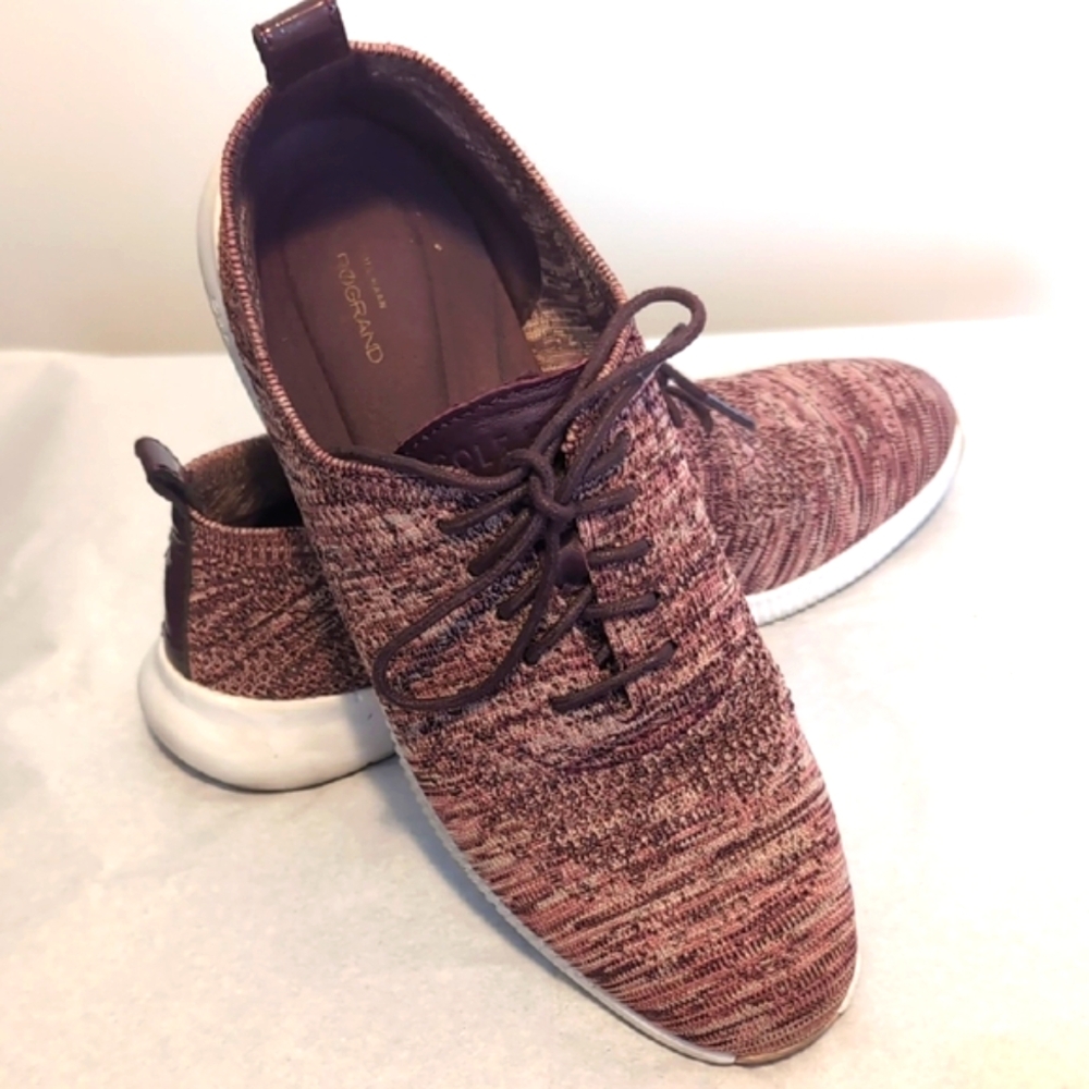 Cole Haan Zero Grand Burgundy Knit Sneakers with White Sole Size 7.5